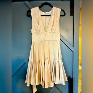 Abercrombie & Fitch Plunge Satin Ivory Mini Dress (Medium)